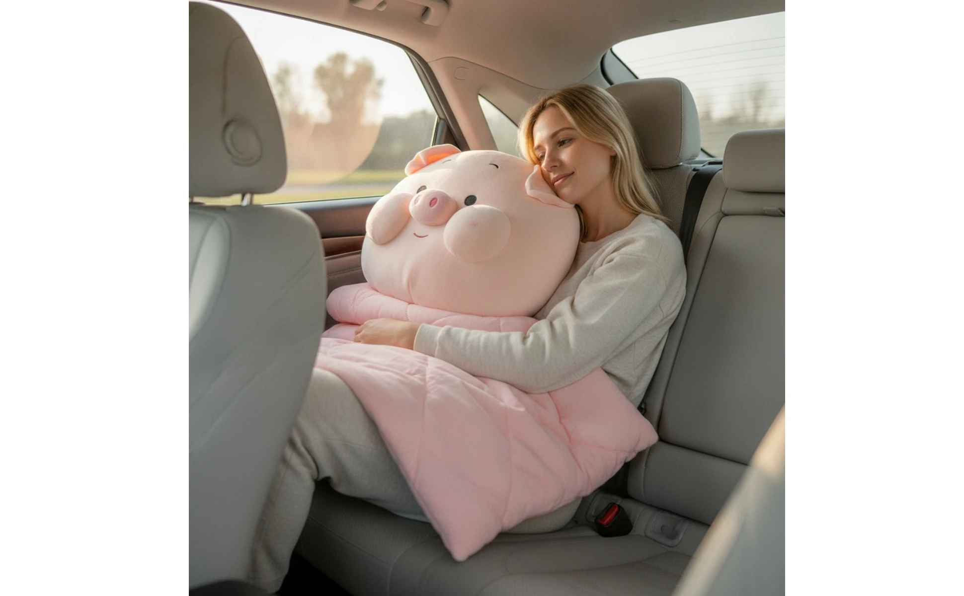 Pig Pillow with Blanket 2-in-1 Pig Cushion Blanket Bedding Soft Cute for Nappers, Car, Office