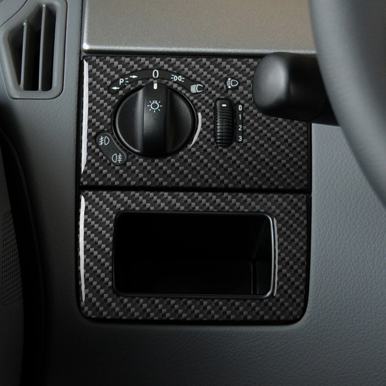 For Mercedes‑Benz Vito W639 2006-2014 Carbon Fiber Headlight Switch Control Storage Box Panel Trim Set Car Accessories Sticker