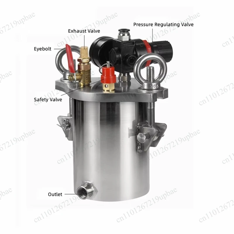 304 Stainless Steel Glue Dispensing Pressure Tank, 0.5L Storage Barrel with Pressure Regulating Valve for Dispensing Machine