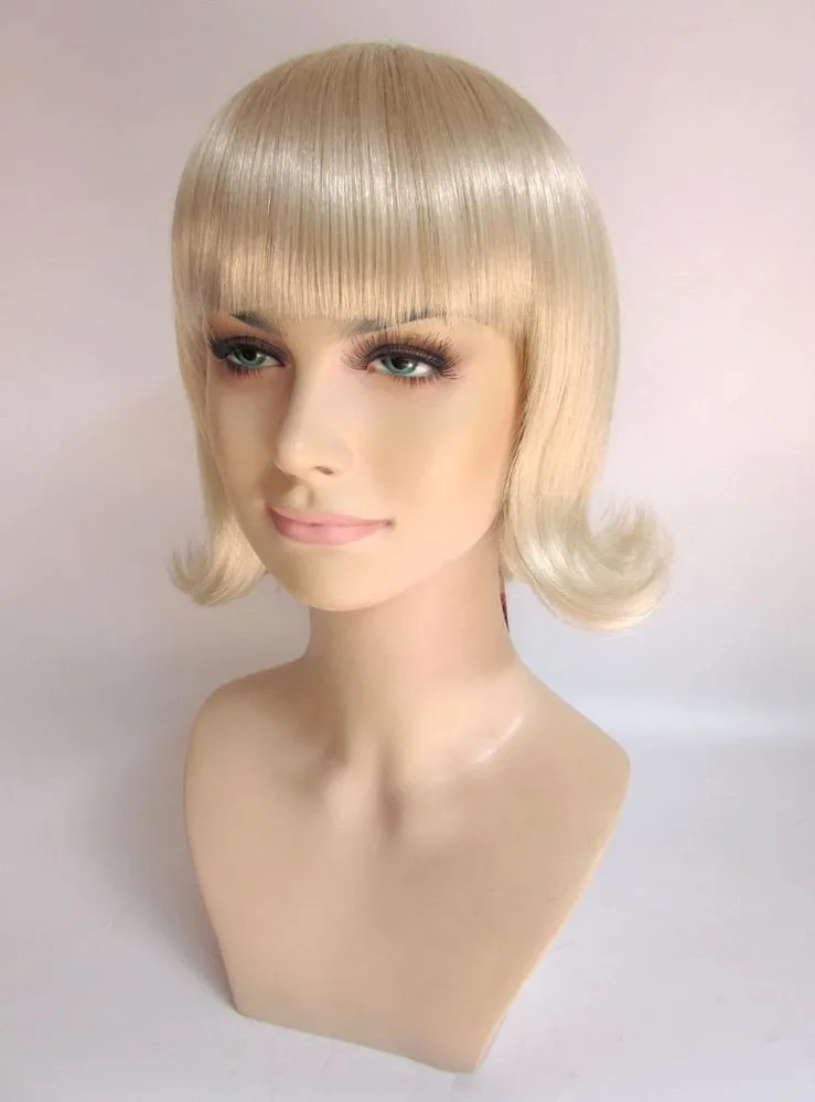 ديلوكس جيد ساندي ساندا D شقراء 1950s فليك بوب المشجع الشحوم زي شعر مستعار