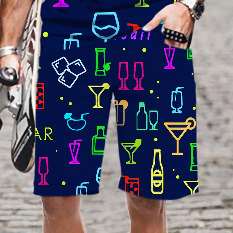 Men's Shorts Beach Colorful Graffiti Oversized Swimsuit Loose Swimming Summer 3D Printed Mens Clothing Men/Women Comfortable Man