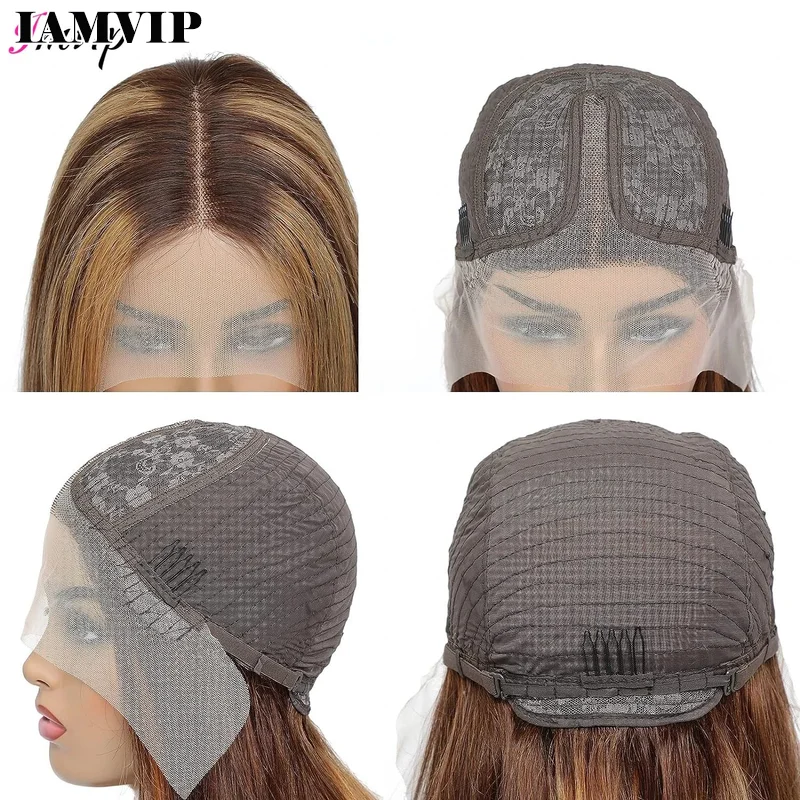 IAMVIP-Peruca Remy Curta Reta para Mulheres, HD Lace Front, Glueless, Pré Arrancadas, Cor Pré-Arrancadas, Remy Hair, 13x4, P427