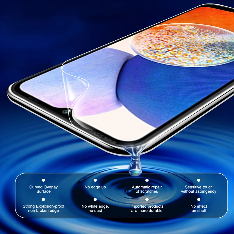 شاشة أمامية هيدروجيل فيلم 4in1 لهاتف سامسونج جالاكسي A14 5G واقي عدسة الكاميرا سامسونج A14 A 14 14A 6.6 بوصة زجاج غير مقسى