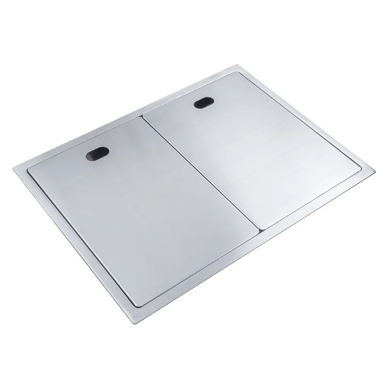 Stainless steel invisible sink with cover plate large single slot hidden middle island bar side fruit and vegetable kitchen vege