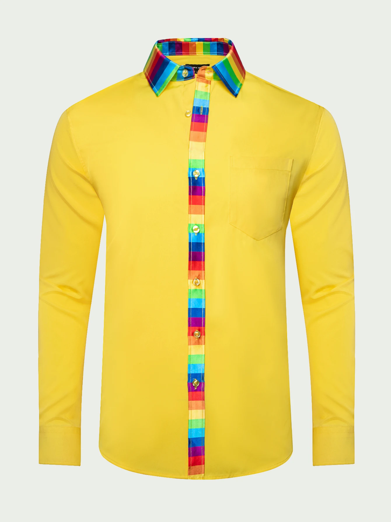 

Разноцветные официальные рубашки для мужчин, желто-зеленая рубашка с длинным рукавом, приталенная мужская блузка, повседневные формальные топы с лацканами Barry Wang