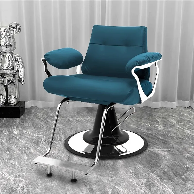 

Modern Simplicity Stainless Steel Backrest Chair Barbershop Rotatable Lift Chair Light Luxury Style Beauty Salon Armchair