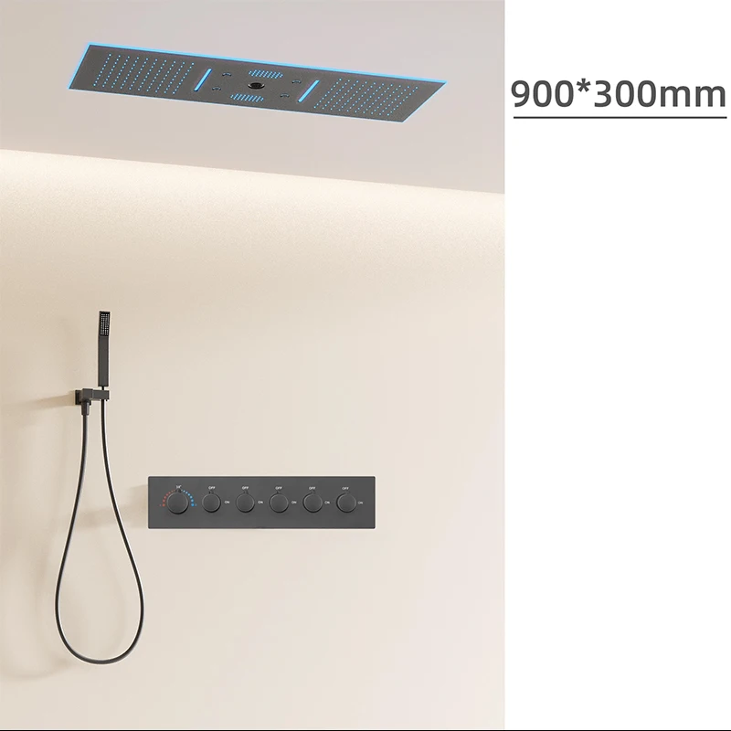 رأس دش مخفي مدمج، مثبت على الحائط، مخفي، مدفون مسبقًا، مرتفع السماء، رأس دش عملاق مع وظيفة الموسيقى