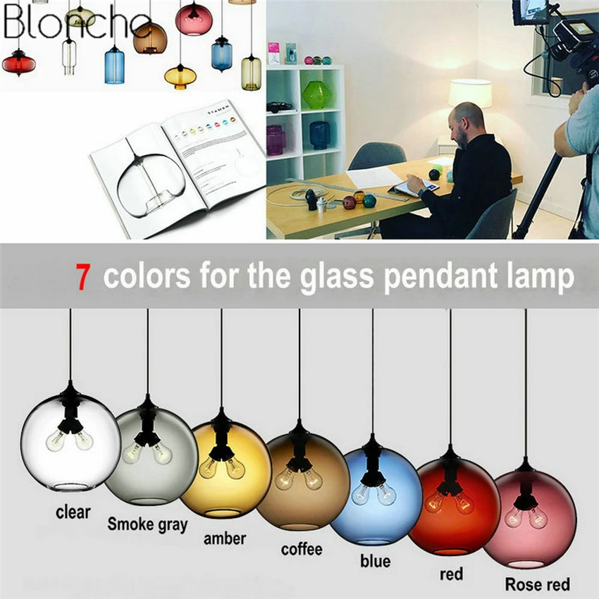 Moderne Glasmalerei Anhänger Lichter Bunte Hängende Lampe Loft Hanglamp für Esszimmer Küche Home Leuchten Industrielle Decor