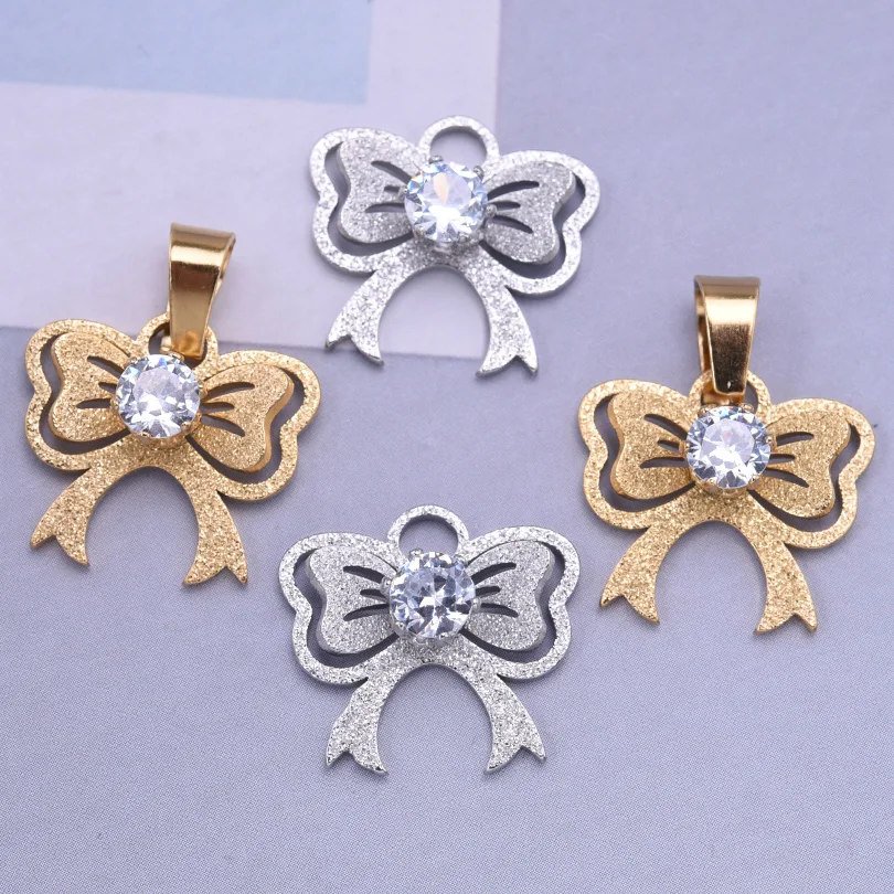 18pcs Butterfly Brick Inlay Charms Pendant Diy Stainless Steel Fashion Pendant For Making Necklace Women Jewelry Gift Wholesale