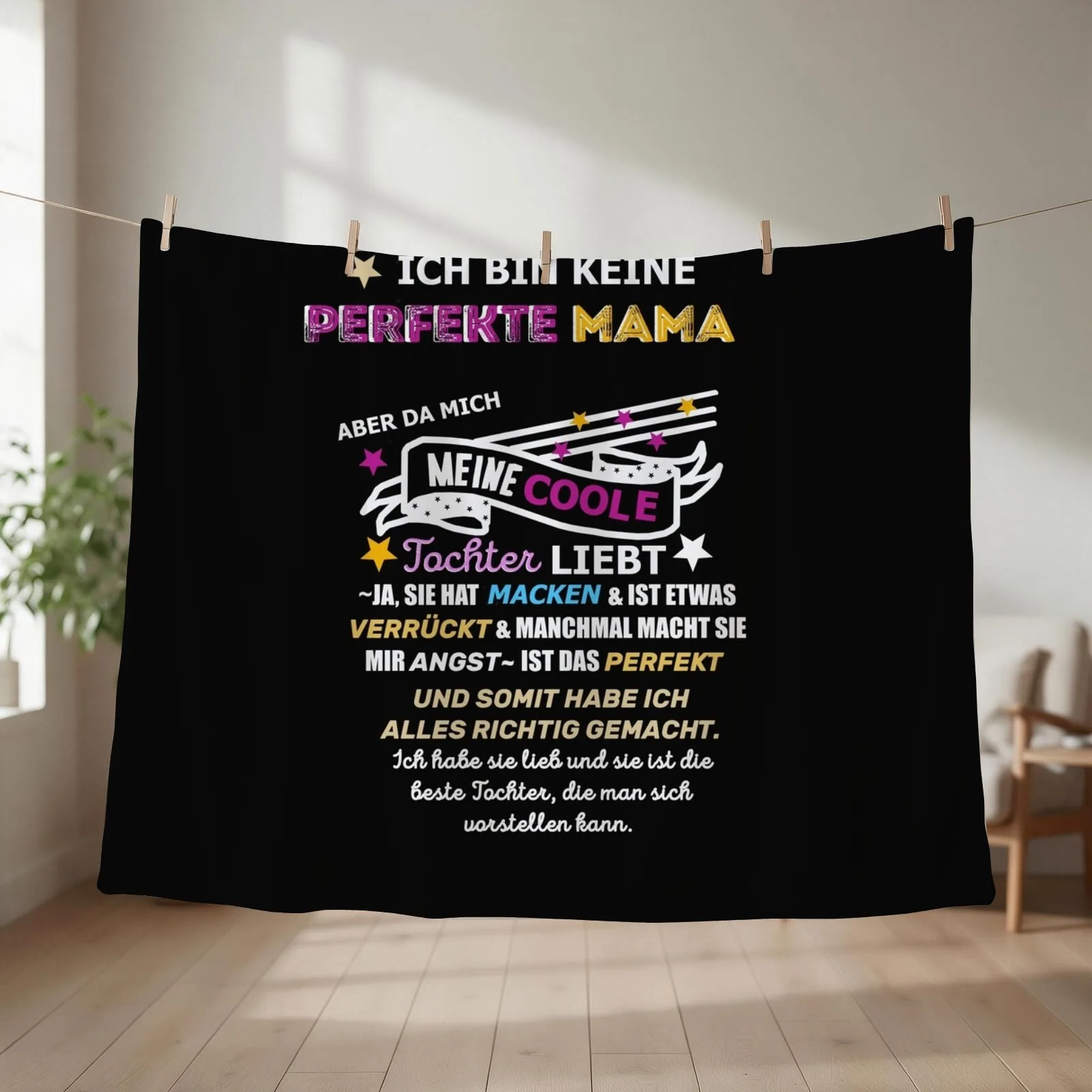 Not a perfect mom daughter saying Throw Blanket couch cozy soft plush fuzzy picnic outdoor blanket