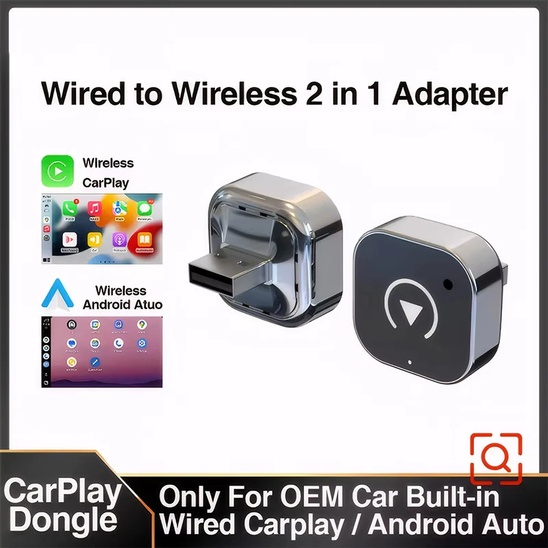 

XUDA Новый мини-беспроводной беспроводной адаптер CarPlay 2 в 1/Android Auto, беспроводной адаптер Wi-Fi 5 ГГц Type-C/USB plug-and-play CarPlay