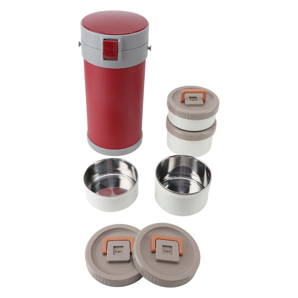 Portable 3/4 Tier Insulated Lunch Container 304 Stainless Steel Round Shape Stackable Food Container Thermal Lunch Box For Work