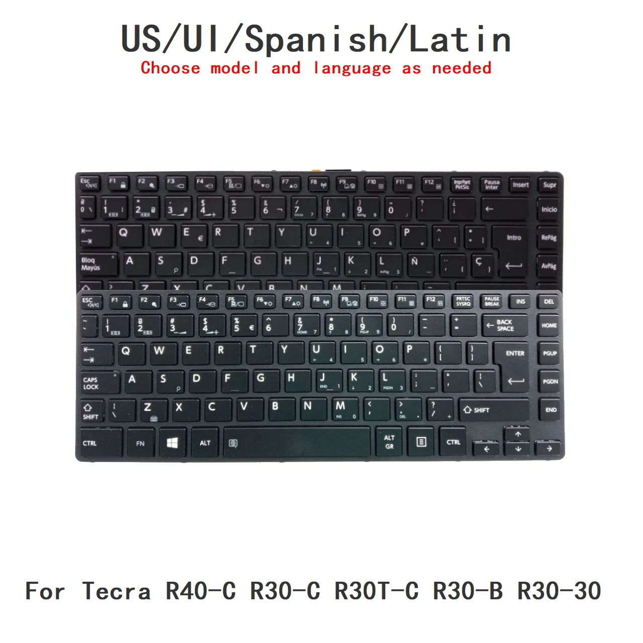 New US UI Spanish Latin Language  Backlit Keyboard For Toshiba Tecra R40-C R30-C R30T-C R30-B R30-30 Replacement Keyboard