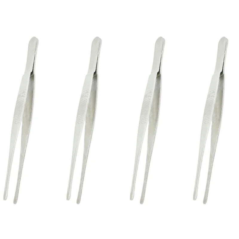 WCS-4Pcs pinças de ponta redonda de aço inoxidável em tom prateado longo de 5,5 polegadas