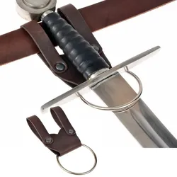 Medieval Viking Knight Pirate Leather Belt Sword Frog Metal Ring For Axe Mace Hatchet Hammer Holder Tomahawk Holster Hanger LARP