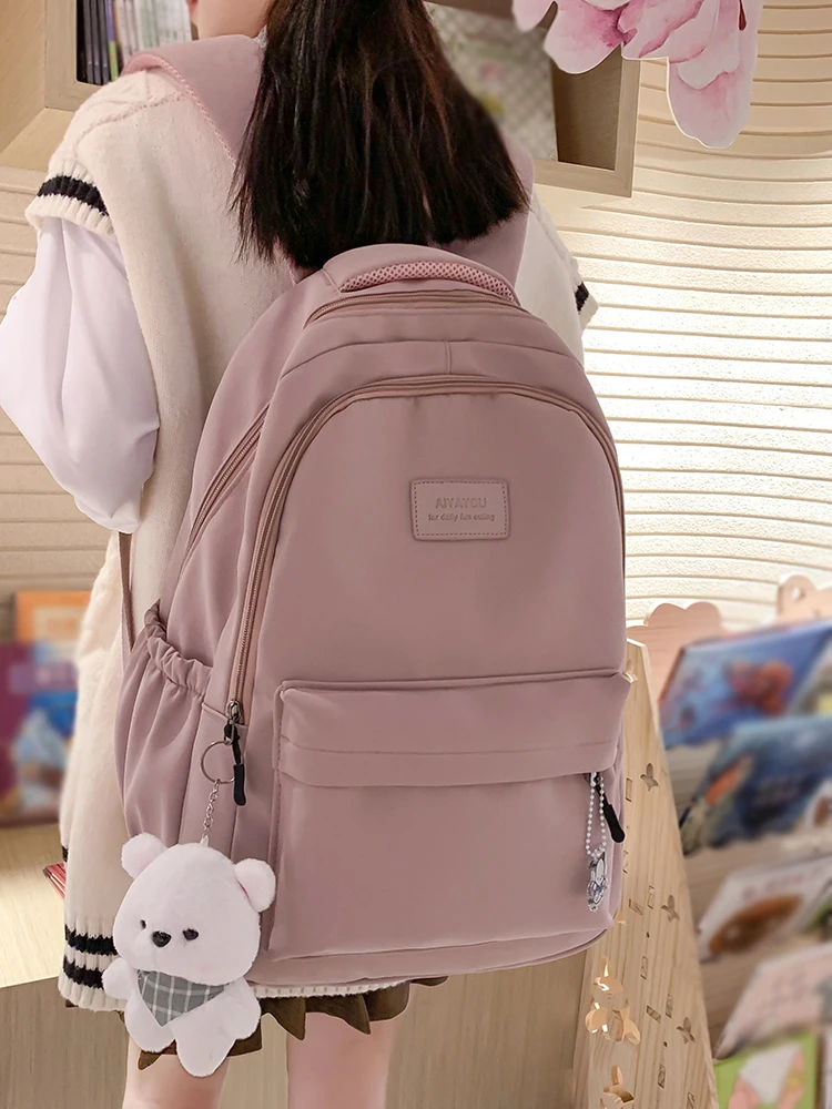 Casual Style Fashion Backpack, Lightweight & Large Capacity Nylon Bag With Multi-Pocket Design For Commuting