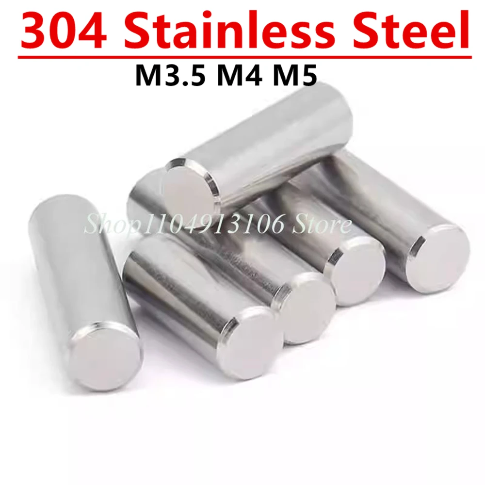 304 Stainless Steel Cylindrical Locating Dowel Pin M3.5 M4 M5 Solid Round Bar Fixed Shaft Lock Pin Positioning Rod L= 6-100mm