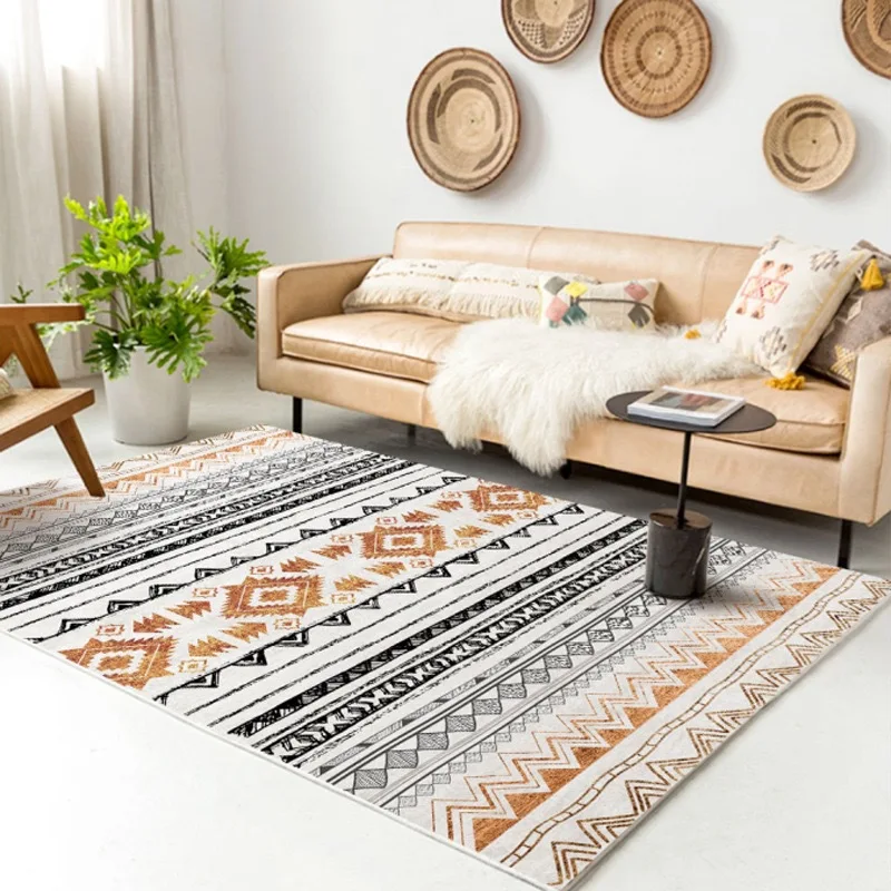 

Light luxury bedroom printed square carpet Nordic living room bay window tea table blanket customized family bedside blanket
