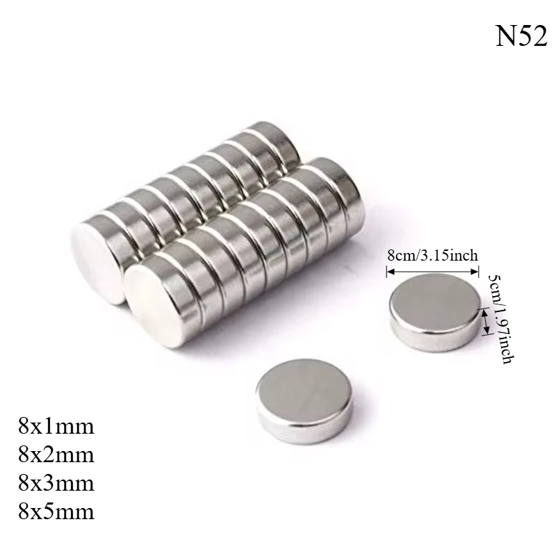N52 7x3 7x5 8x1 8x2 8x3 8x5 Magnet Super Power Nickle powerful high strong Disc  strength Neodymium Search Fridge DIY Craft