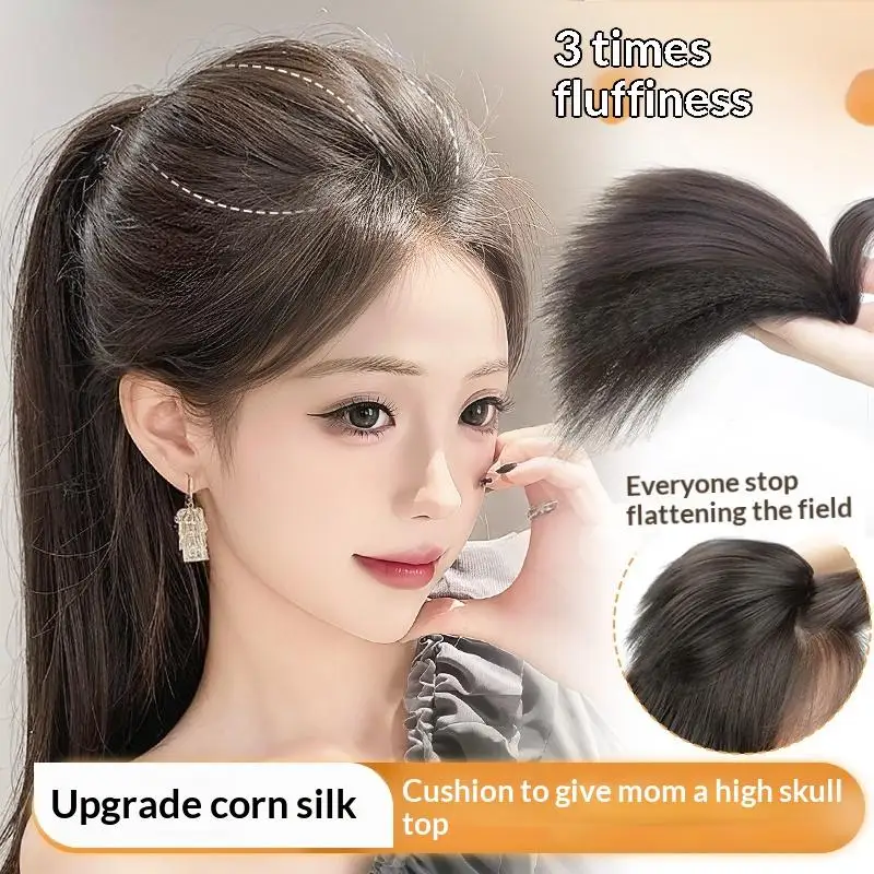 

Invisible Synthetic Hair Topper Fluffy Natural Corn Silk Hairpiece High Crown Volume Enhancer Hair Extensions for Women