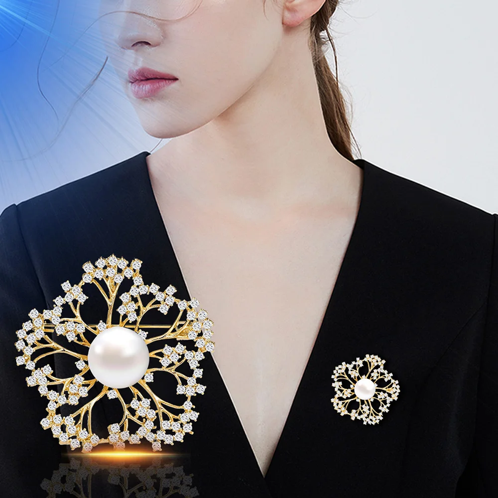 

Zircon Flower Brooch for Women Temperament Brooches High Quality Jewelry Accessories Women’s Clothing Lapel Pins New Year Gifts