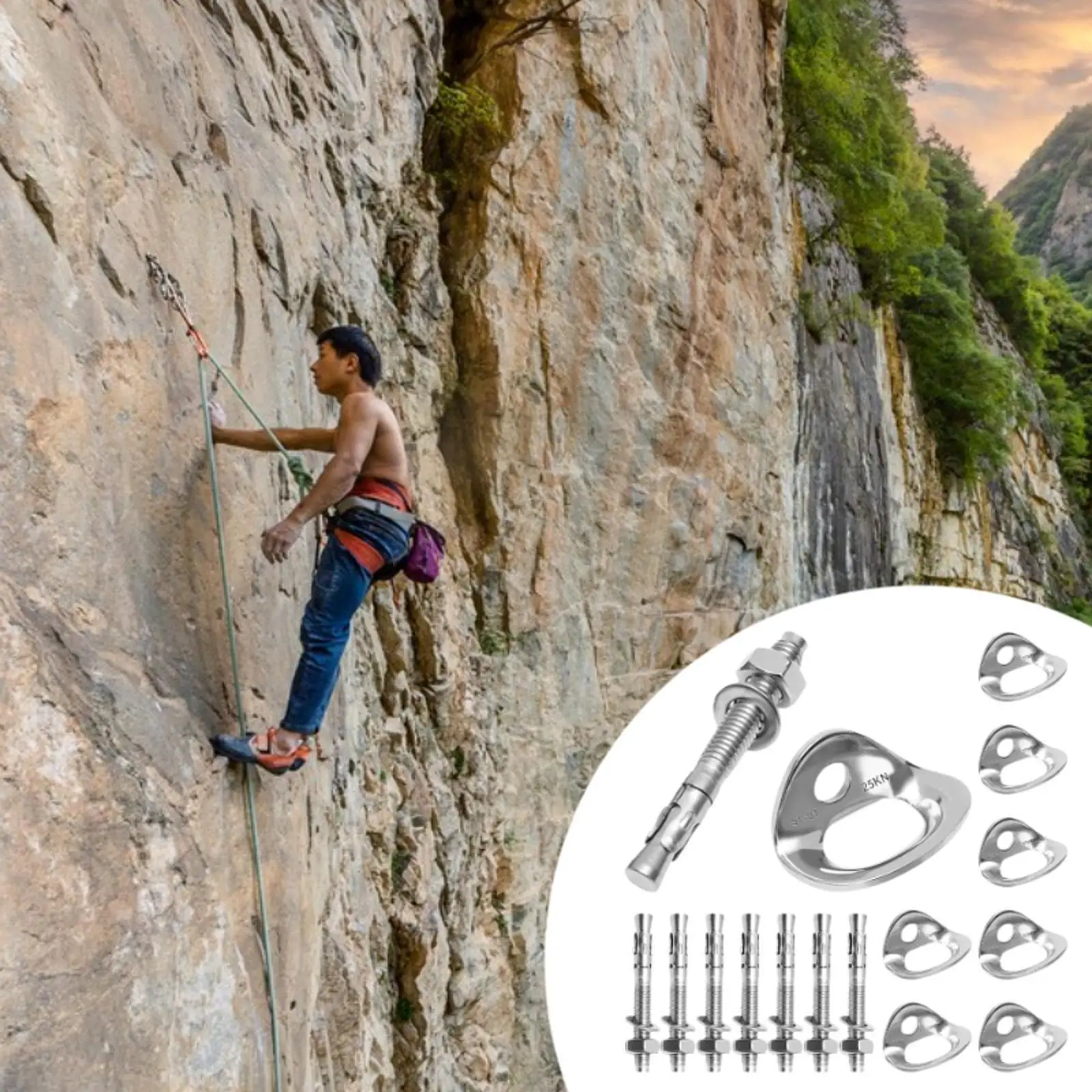 

8 Pieces Climbing Anchor Hangers Pitons for Hammocks Tie Down Rigging Device
