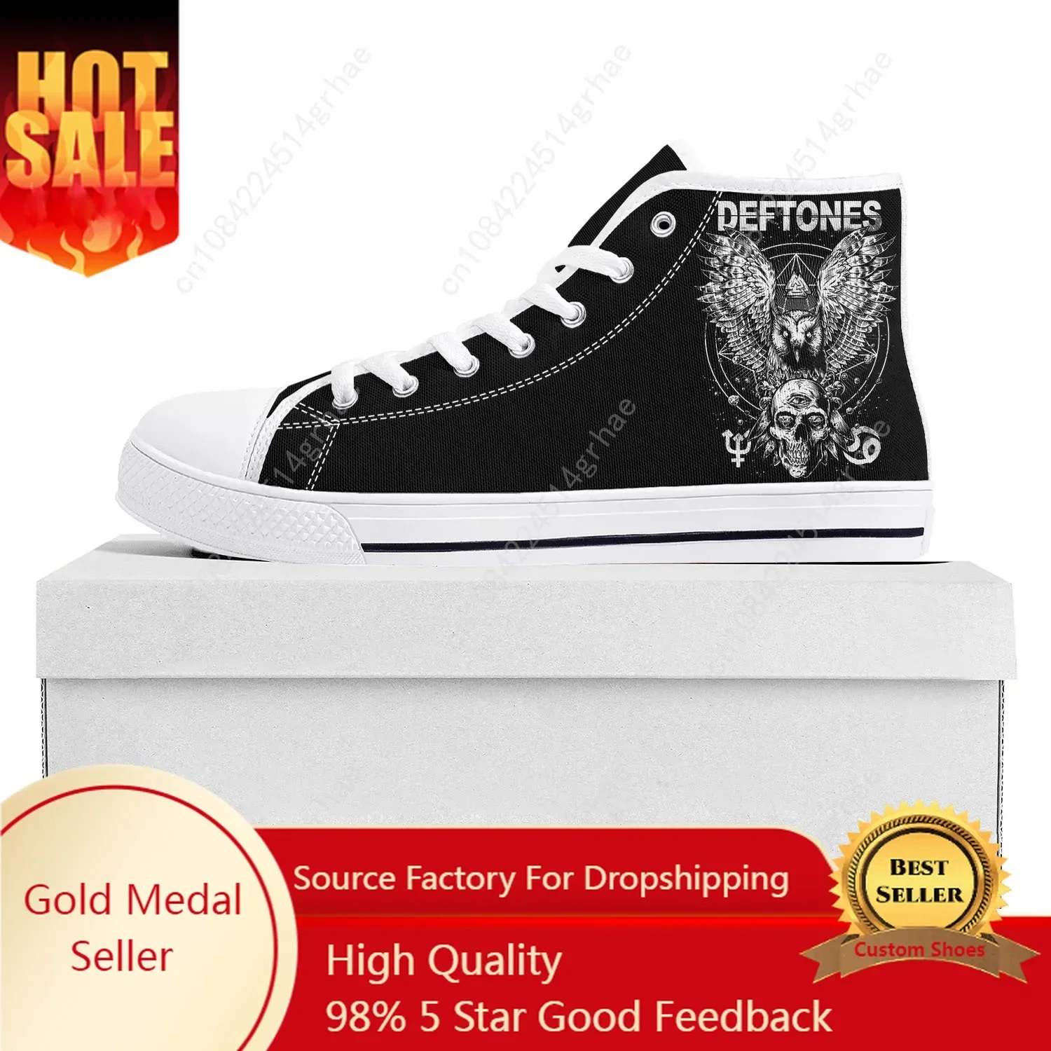 D-Deftones M-Metal R-Rock B-Band High Top Good Quality Sneakers Men Women Teenager owl Custom Canvas Sneaker Casual Couple Shoes