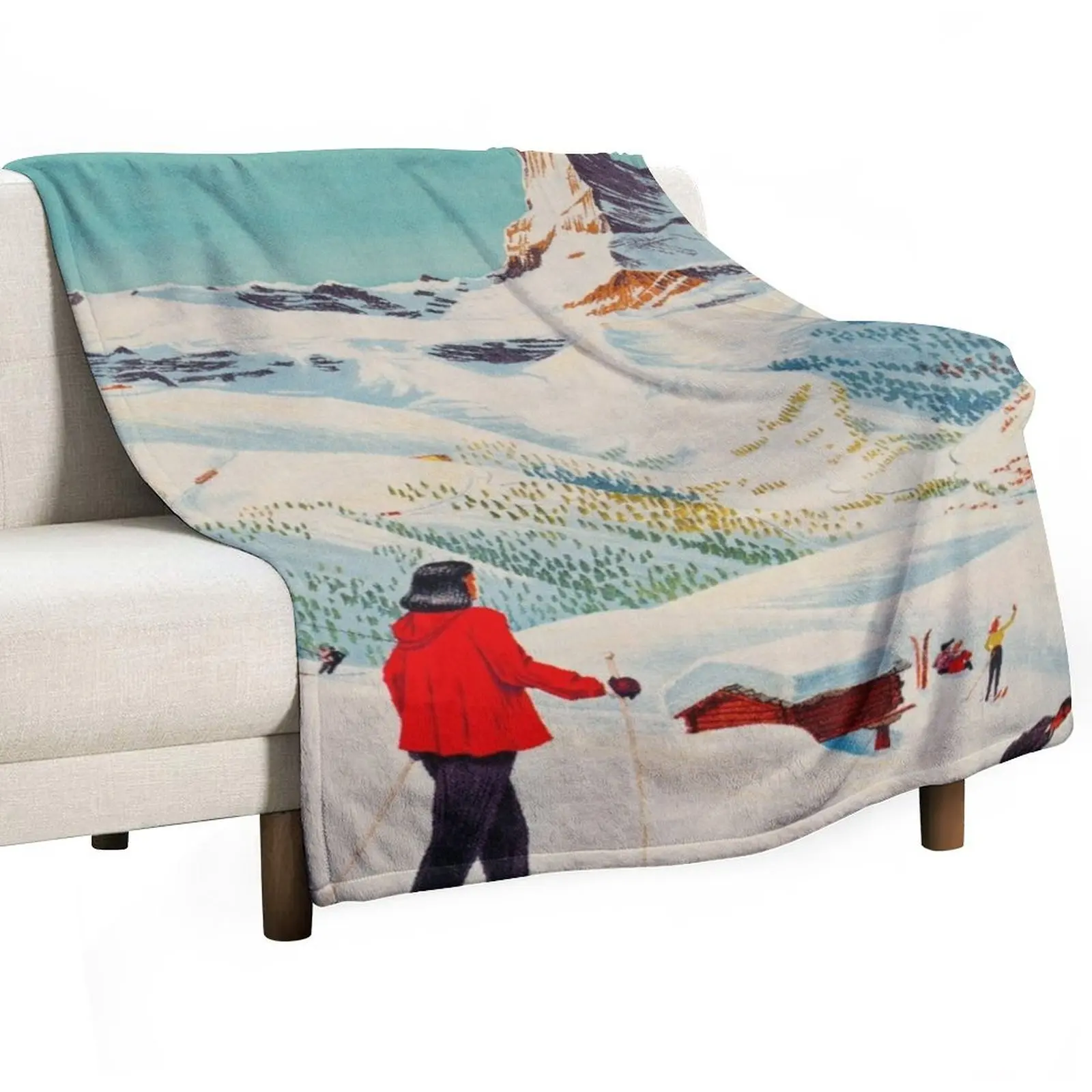 

Zermatt, Switzerland Vintage Ski Travel Poster Throw Blanket Thermals For Travel Kid'S sofa bed Thermal Blankets