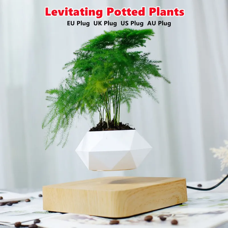 Levitating Flower Pot Rotation Planters Magnetic Levitation Suspension Floating Potted Plant Desk Office Home Decor