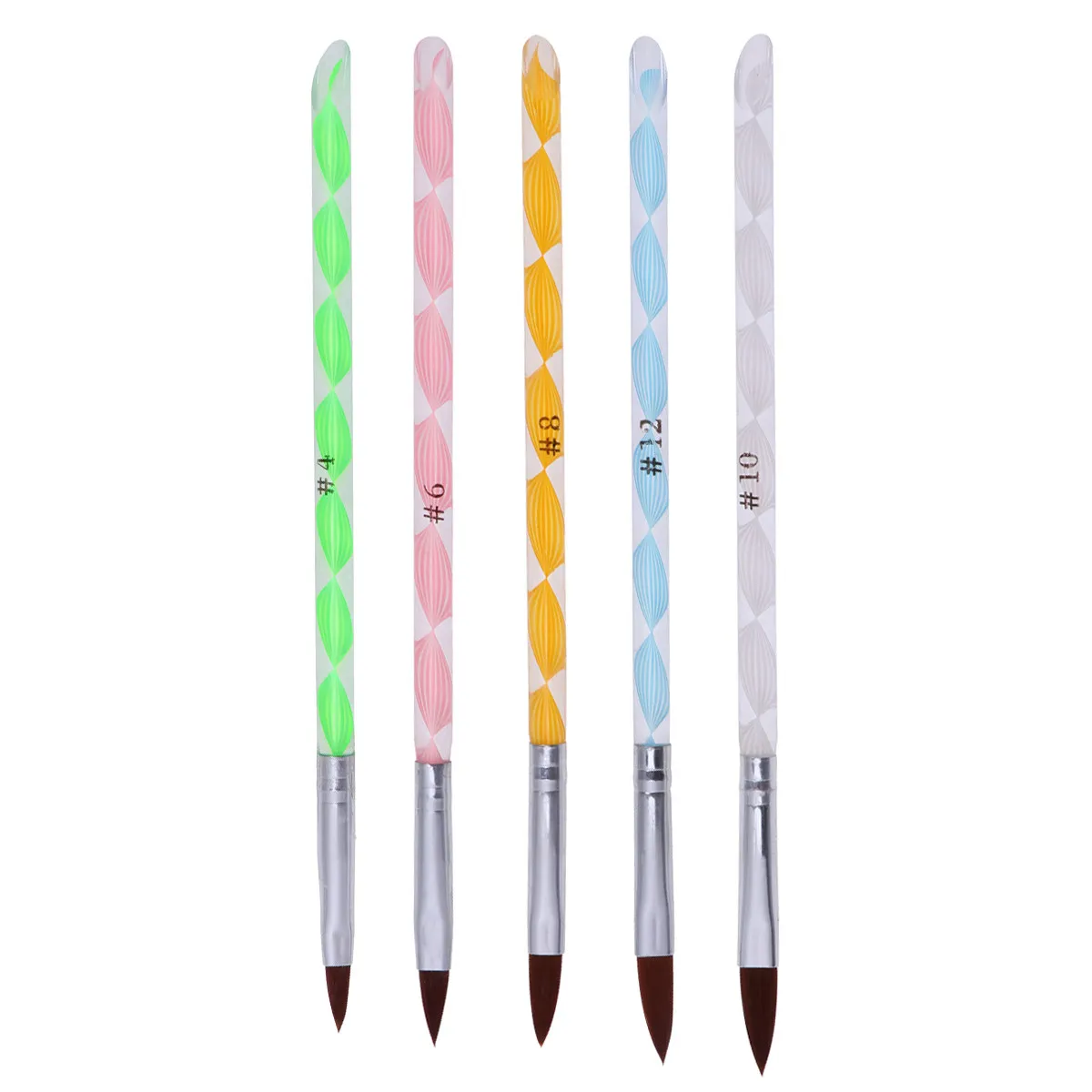 5Pcs Spiral Rhinestone Nail Brush Set Professional Grade Dotting Painting Drawing Tools for Beginners Acrylic Nail Art Kit