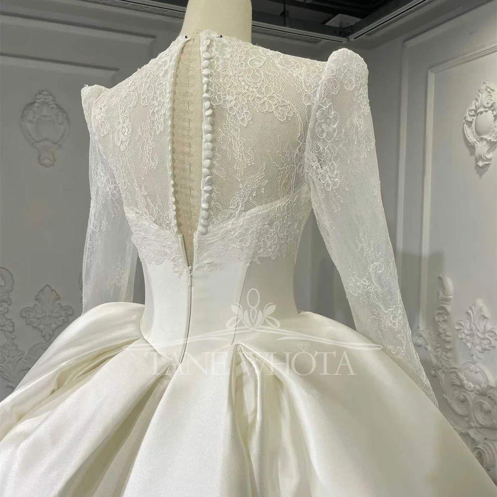 Настраиваемое свадебное платье с v-образным вырезом, длинными рукавами, вышивкой на молнии и пуговицами для женщин