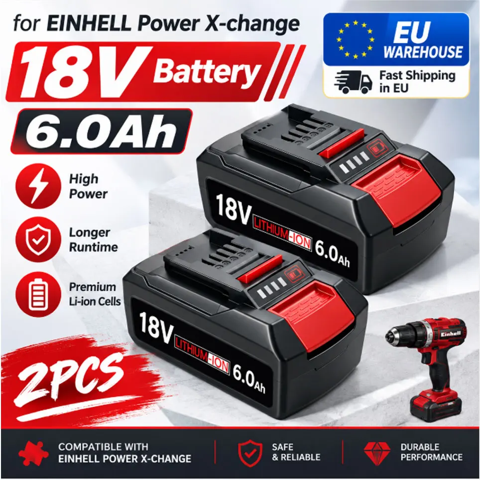 2 Stück 18V 6,0Ah Ersatzakku für Einhell X-ChangeH Power Einhell 18V Power X-Change X-ChangeH Akkuwerkzeuge