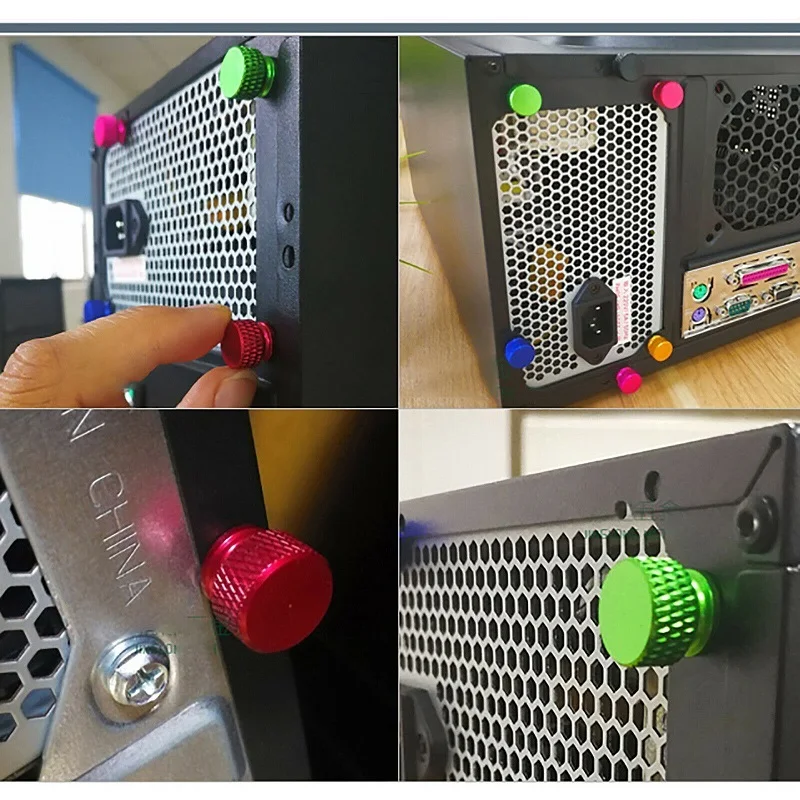 10pcs 6#-32/M3.5 Colourful Computer Case Side Panel Hard Disk Hand-tighten Screw Aluminum Knurled Step Thumb Screws Anodized