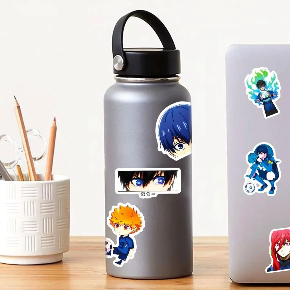 10/25/50 pçs anime azul bloqueio adesivo animação de futebol dos desenhos animados graffiti adesivos decalque à prova dwaterproof água