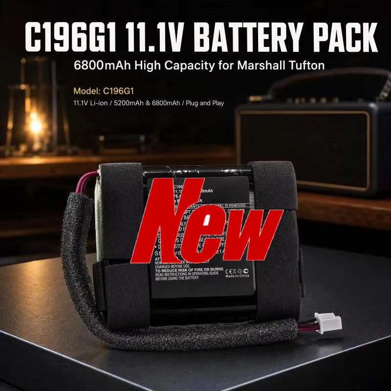 C196G1 11.1V Li-ion Replacement Battery Pack 5200mAh / 6800mAh Compatible with Marshall Tufton Portable Bluetooth Speaker