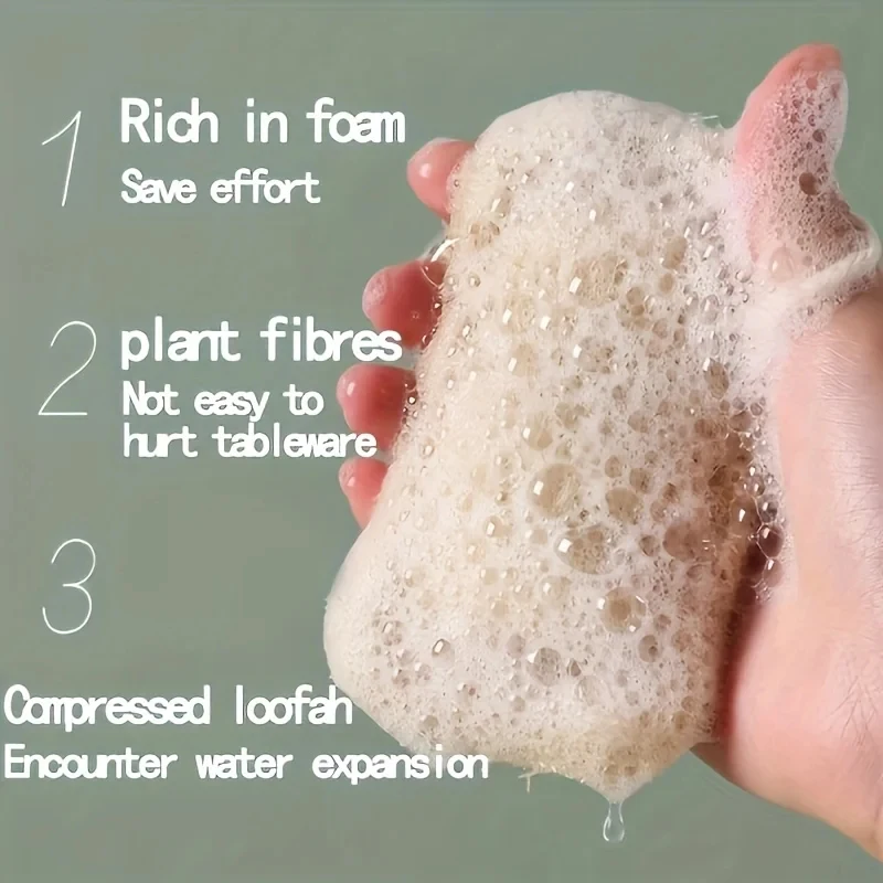 6pcs Natural Loofah Exfoliating Sponges - Gentle Body Scrubber for Shower & Bath, Bamboo Fiber Cleaning Pads
