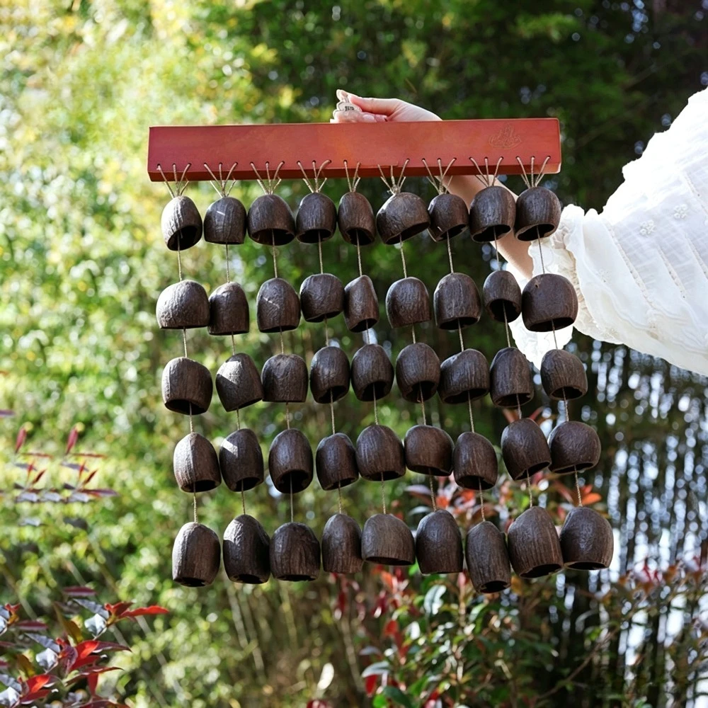 Natural Plant Fruit Shell Row Chime Percussion Instrument Hand Shaker Rattle Sound Healing Meditation Home Decor Wind Bell