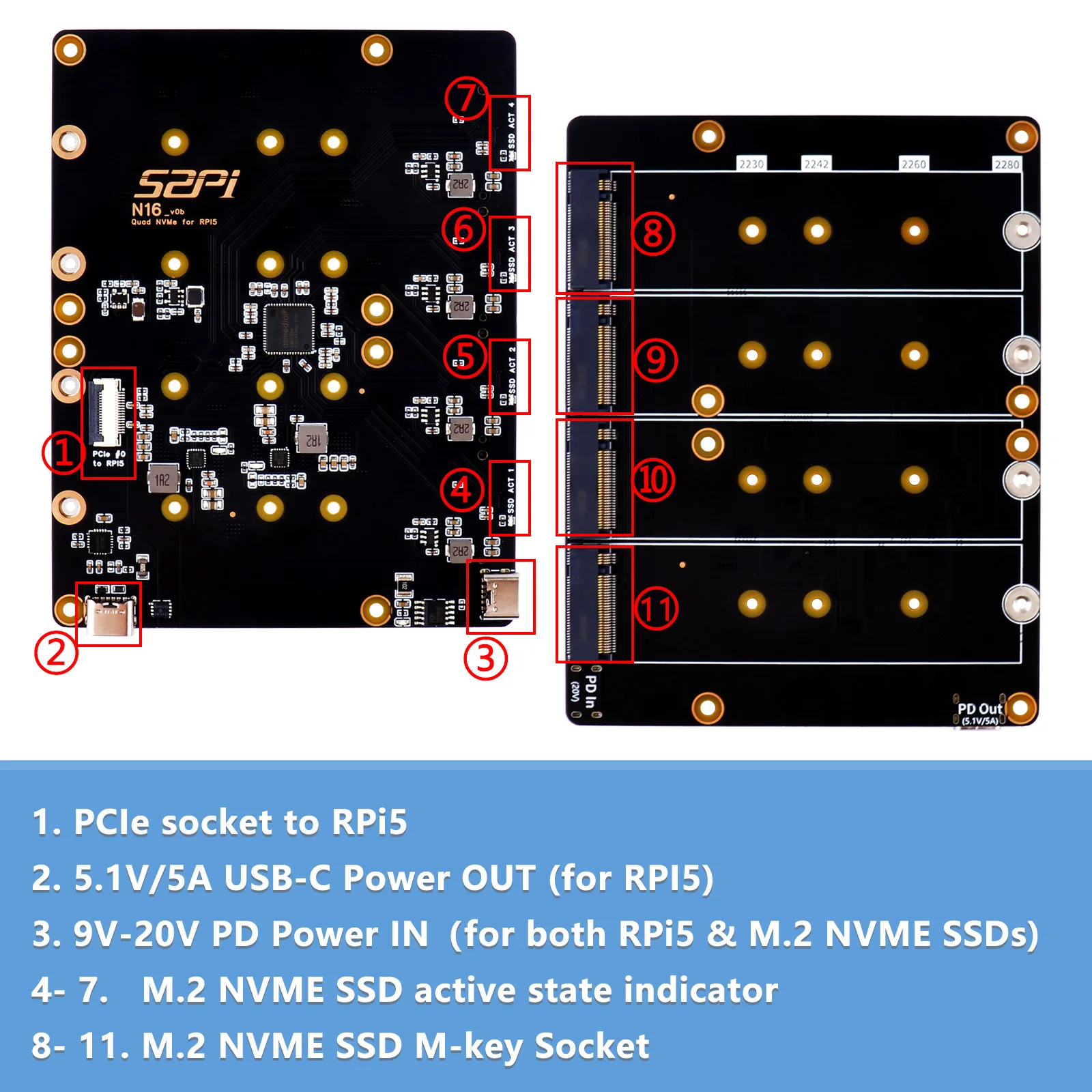 Imagem -04 - Placa de Expansão Raspberry pi N16 Quad Nvme