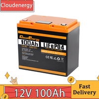 Cloudenergy 12V 100Ah LiFePO4 Battery Pack 1280Wh Energy 6000+ Cycles Built-in 100A BMS Support Series/Parallel for Backup Power