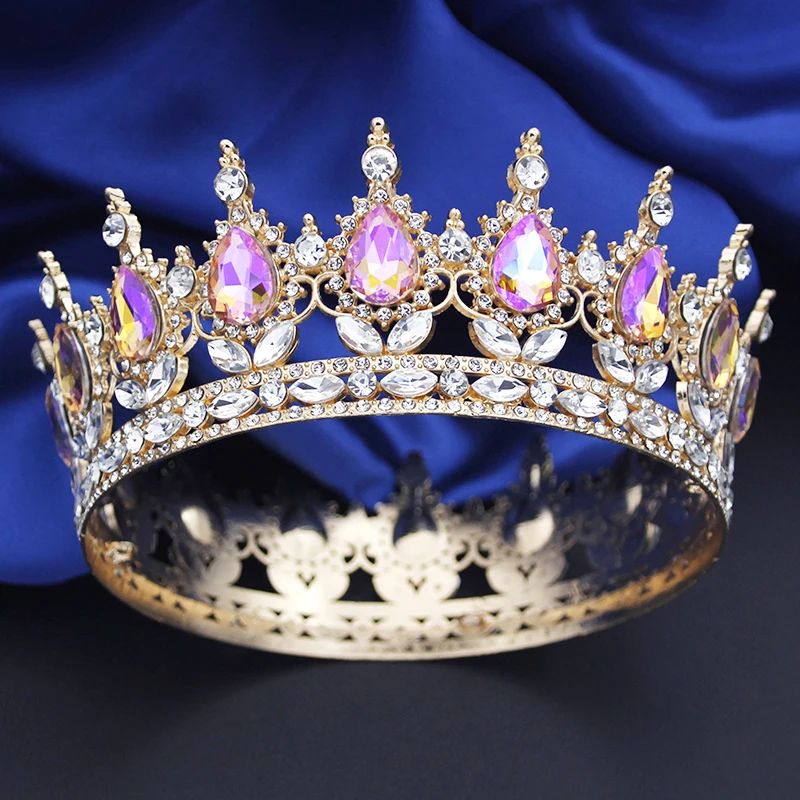 Vintage Royal Queen King Tiaras and Crowns for Women Princess Prom Wedding Tiaras Full Round Diadem Bridal Hair Accessories image 6