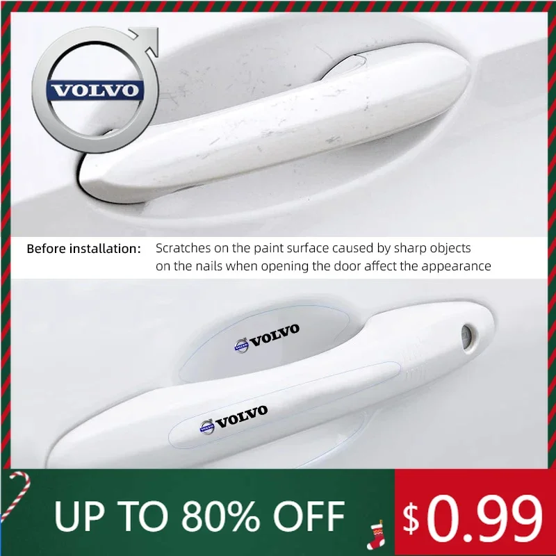 

Эмблемы, 8 шт., защитная наклейка на дверную ручку автомобиля, противоударная полоса для Volvo XC90 V90 V60 XC60 V40 S80 S60 S90 C40 XC40 V