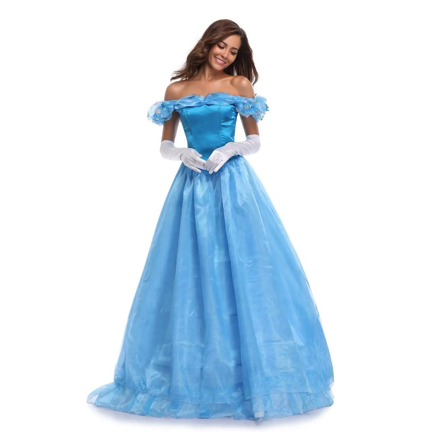 

New Game orm Role-plang Cinderella Blue Princ Costume loween Queen Outfit Women's Traditional Ethnic Stage Costume