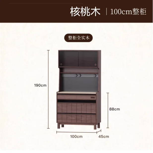 All solid wood dining side cabinet, black walnut multi-functional rock slab side cabinet, living room integrated