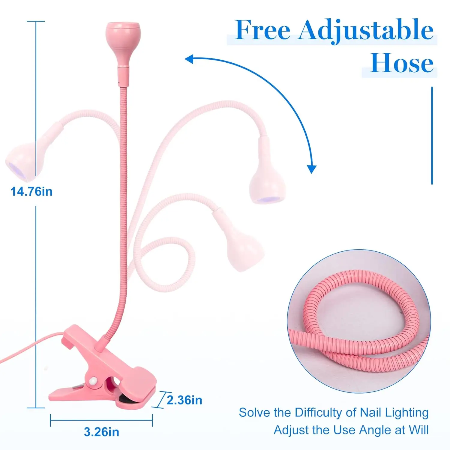 مرنة Gooseneck LED مصابيح الأظافر ، مصباح جاف سريع ، مجفف مانيكير الأظافر ، هلام البولندية علاج الضوء ، 3 واط