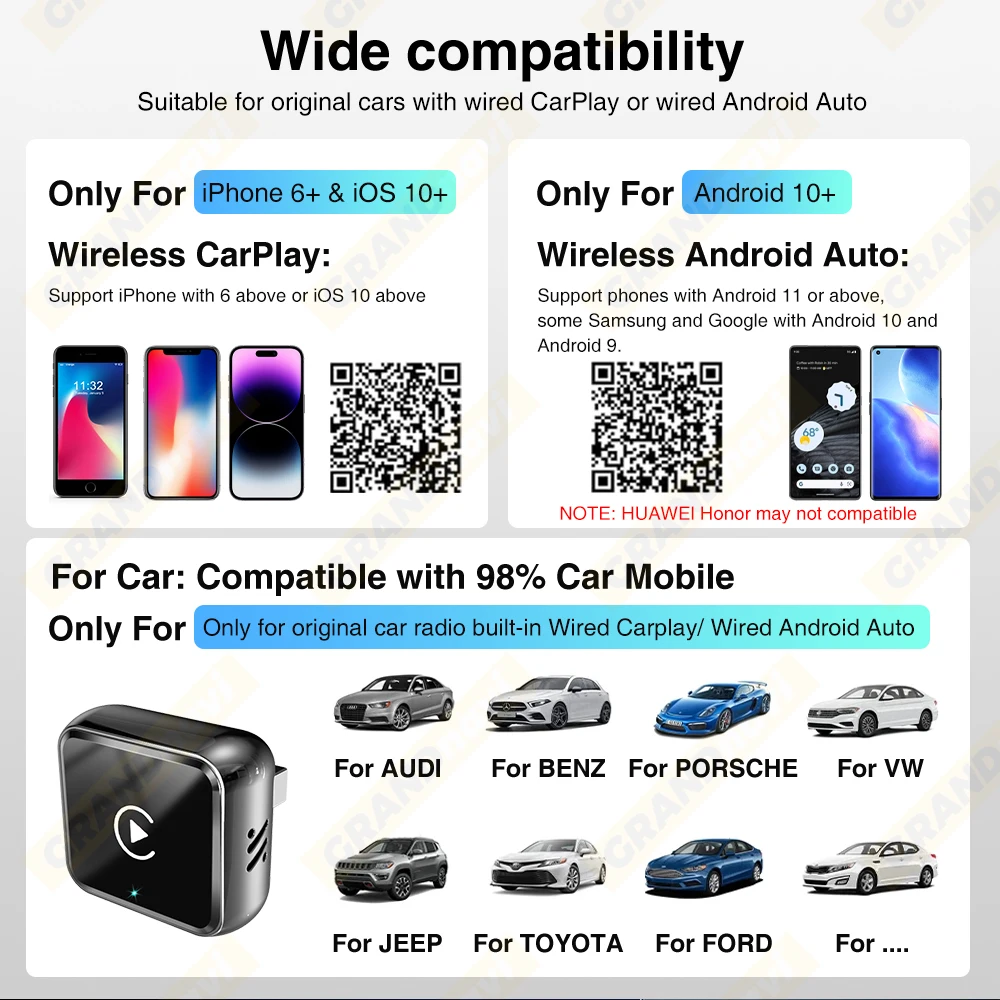 4-in-1 Dongle Kabelloser Carplay-Adapter USB Plug & Play WiFi Bluetooth für iPhone Carplay Airplay Android Auto Mirrorlink Verbindung – Detail 14