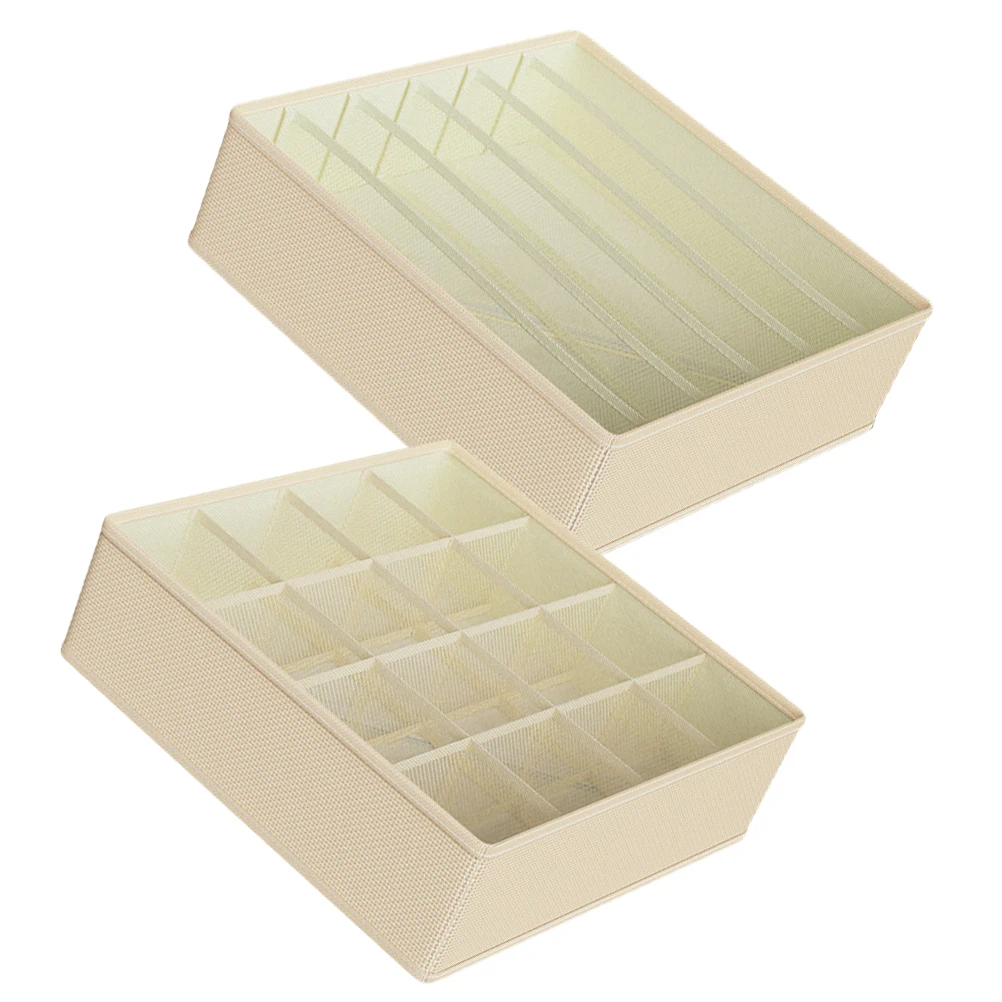 

2 Pieces Box 6+16 Compartments Foldable Bra Socks Organizer Drawer Closet Underwear Organizer Closet Storage Solution