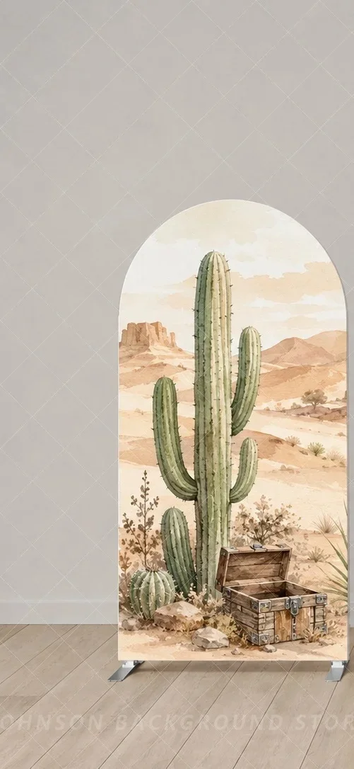 Custom First Rodeo Cowboy Arch Backdrop Cover Set Western Desert Cactus Boots Personalized 1st Birthday Boys Background