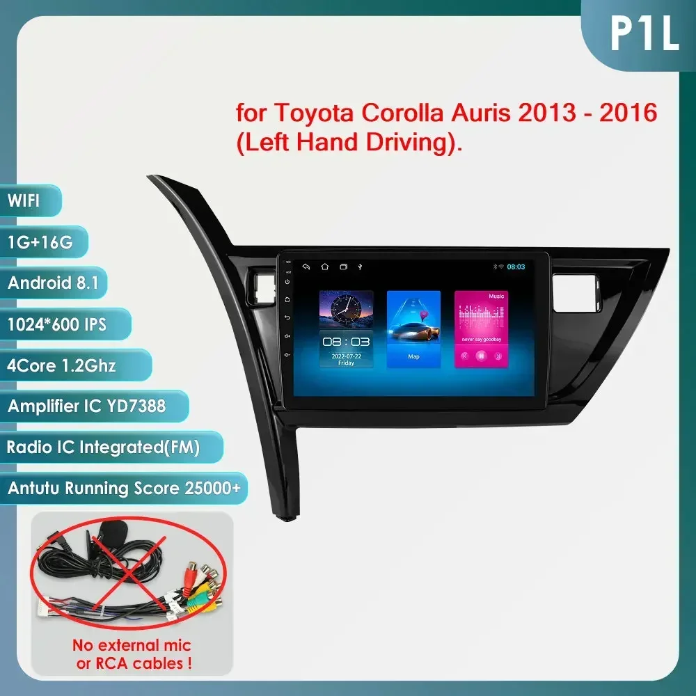Hizpo 10.1 inch 6115 Intelligente Scherm Carplay 4G 2Din Android 14 Autoradio voor Toyota Corolla Auris 2013-2016 Linkerhand Rijden
