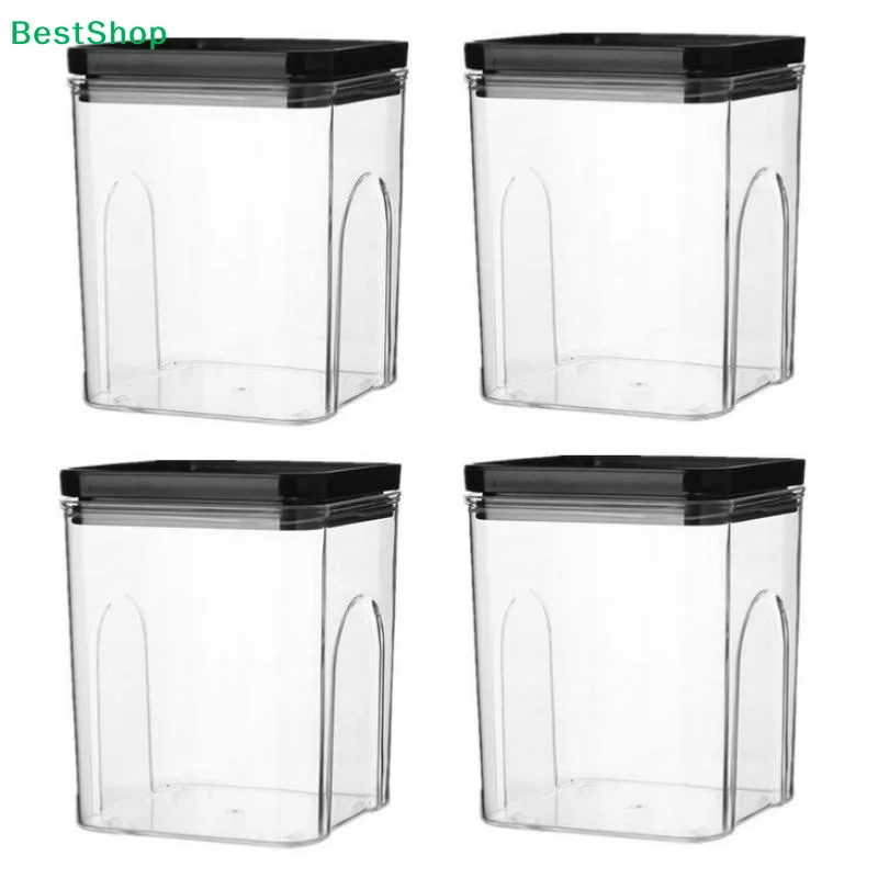 4Pcs Sets Sealed Jar Food Storage Box Transparent Plastic Kitchen Organizer Multigrain Tank Stackable Dried Sealed Storage Jars