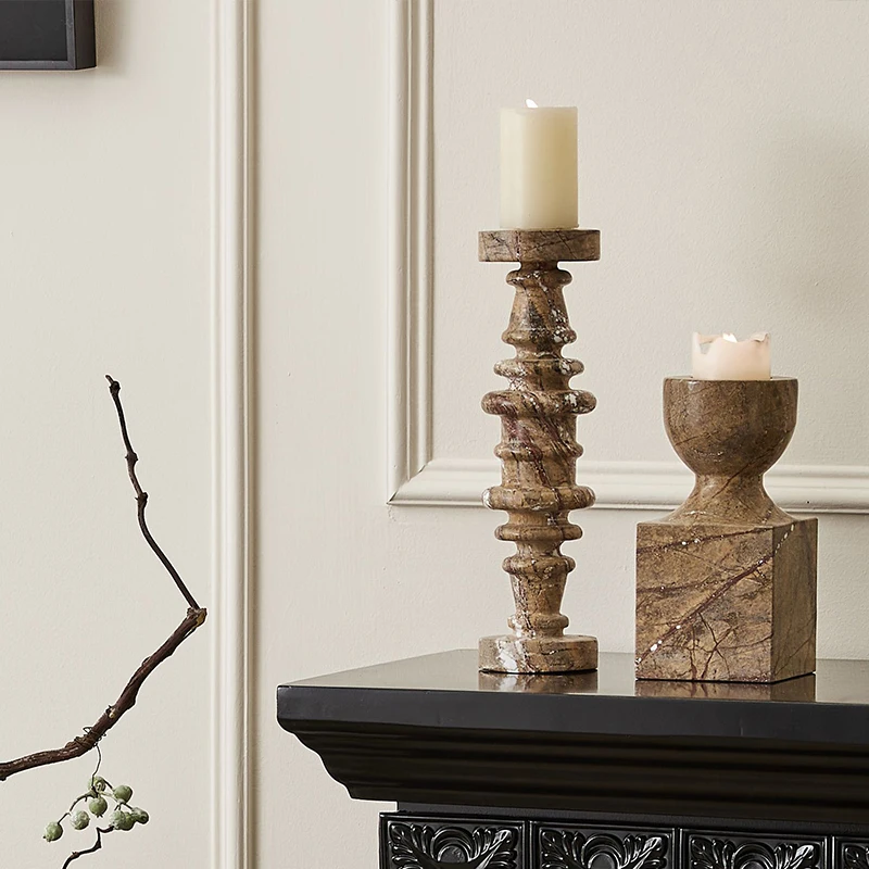 Natural Marble Candle Holder Vintage Candlesticks for Wedding and Christmas Decoration 2024